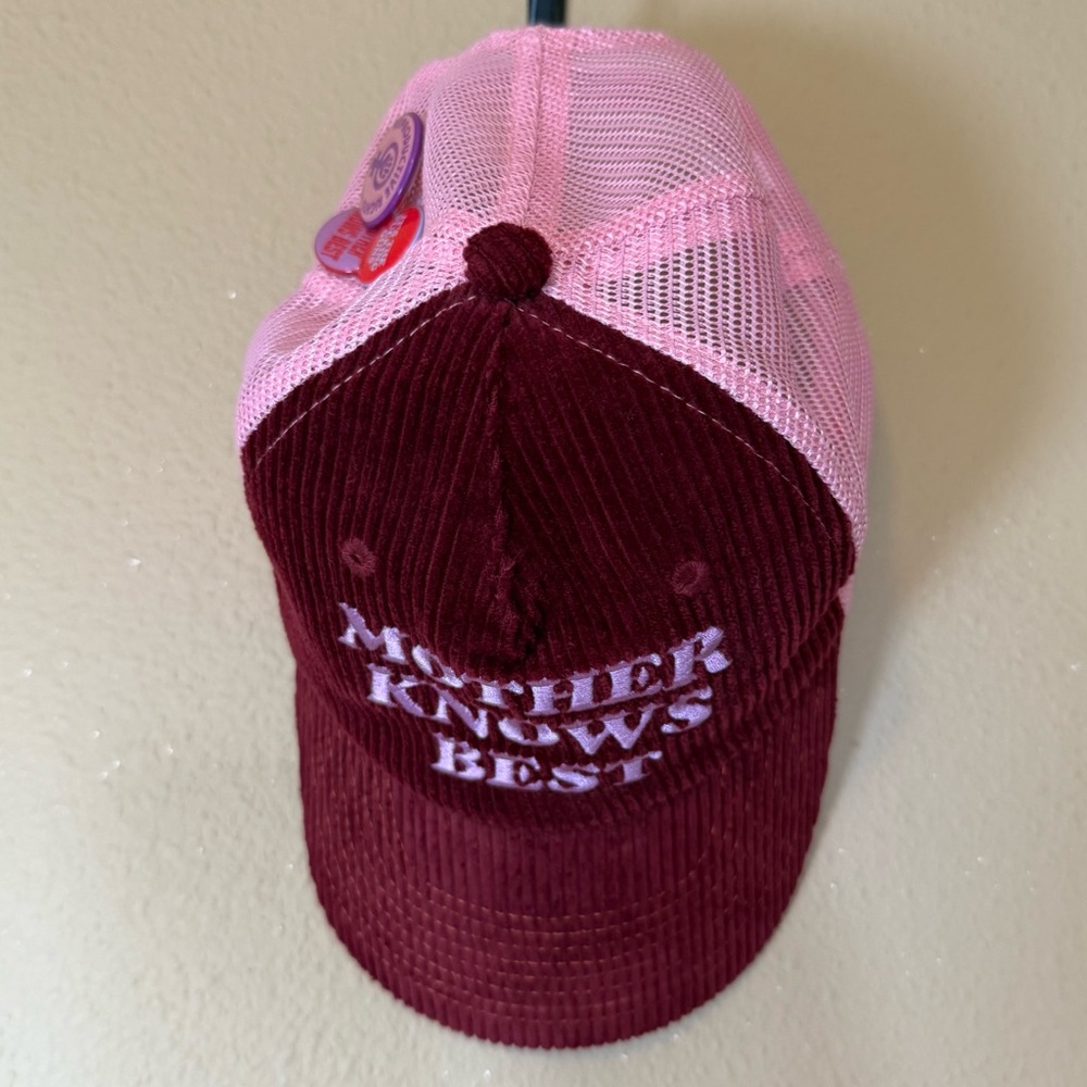 MOTHER Corduroy 'Mother Knows Best' Cap in Wine and Pink - Picture 2 of 14
